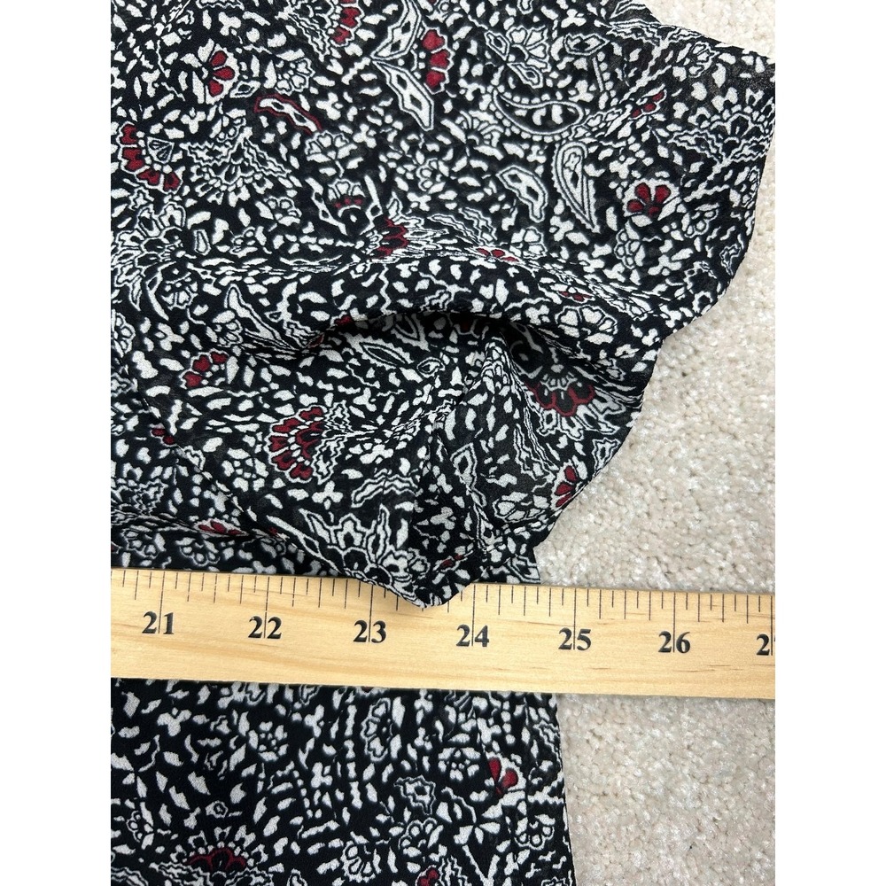 Michael‎ Kors Top Women's XXL Black White Red Floral Split Back Blouse - Picture 2 of 8